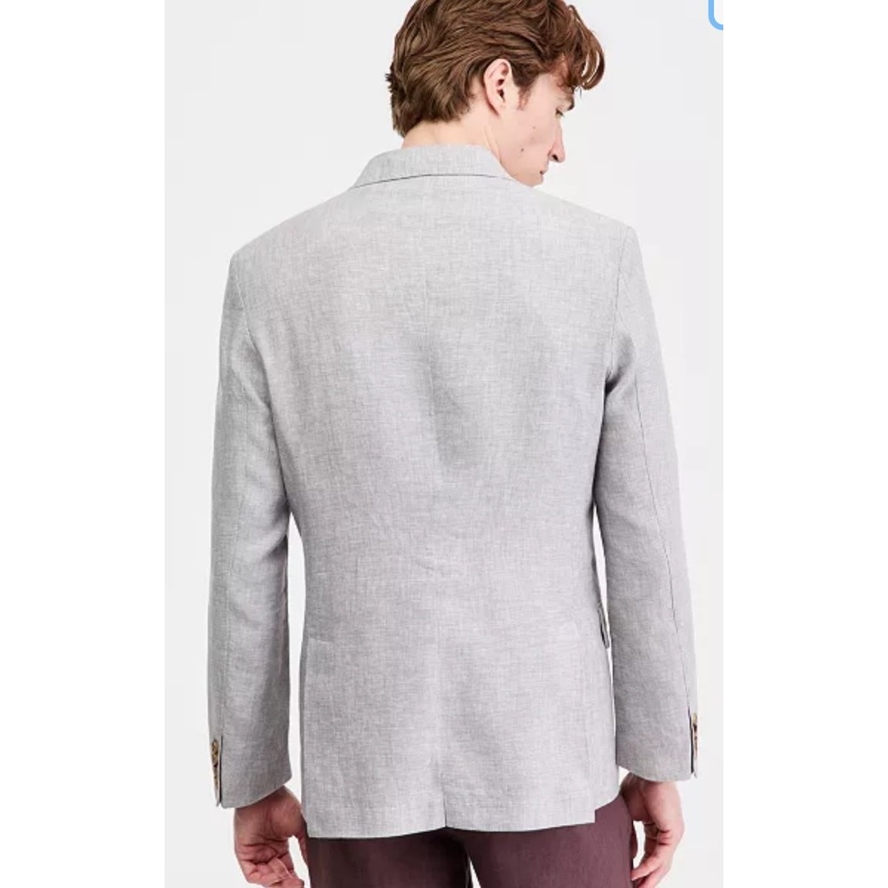 Club Room Luxury Mens XL Light Grey 100% Linen Two Button Sport Coat Blazer NWT - Picture 2 of 15